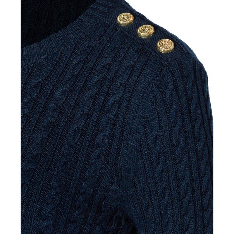 Holland Cooper Seattle Cable Crew Knit - Ink Navy-4